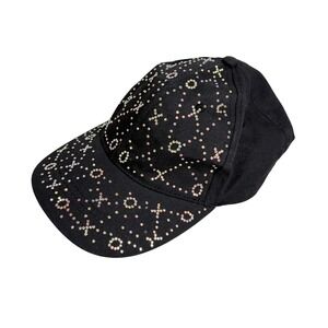XOXO Y2K Black Rhinestone Studded XO Baseball Cap Adjustable Hat O/S
